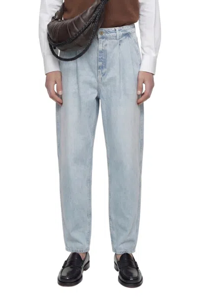 Hed Mayner Pleated Denim Pants In Blue