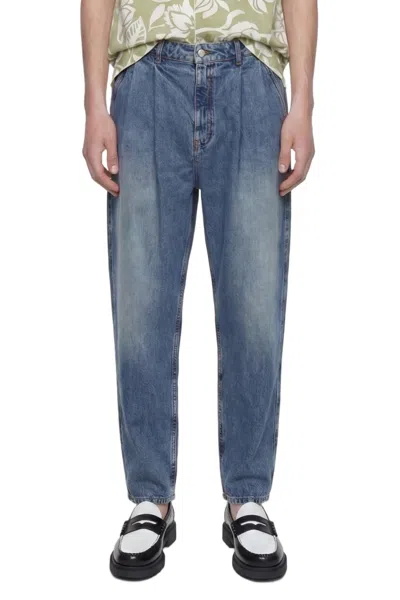 Hed Mayner Pleated Denim Pants In Blue