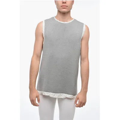 Hed Mayner Sleeveless Lightweight Cotton Crew-neck Sweater In Gray