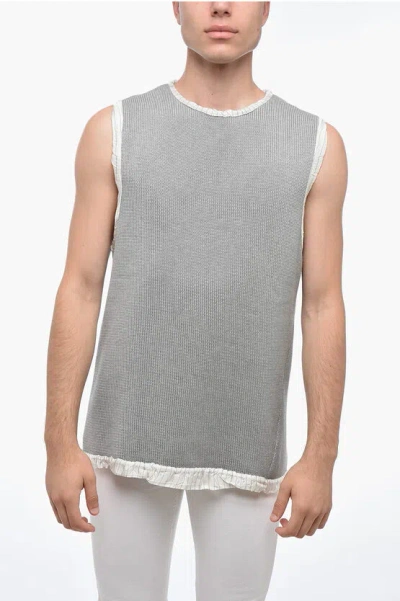 HED MAYNER SLEEVELESS LIGHTWEIGHT COTTON CREW-NECK SWEATER