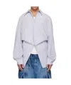 Hed Mayner Navy & White Striped Poplin Shirt In Navy Blue/white