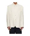Hed Mayner Striped Suit Jacket In White