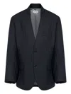 Hed Mayner Striped Two-button Jacket In Black