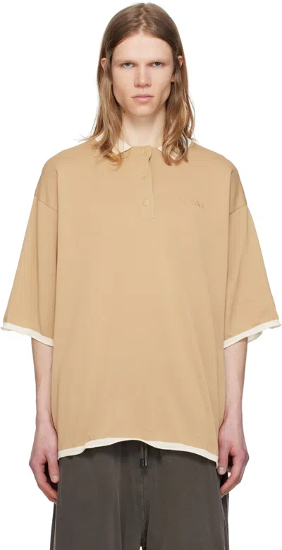 Hed Mayner Tan Embroidered Polo In Ha605a-267
