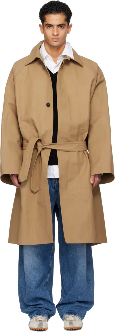 Hed Mayner Tan Twill Trench Coat In Brown