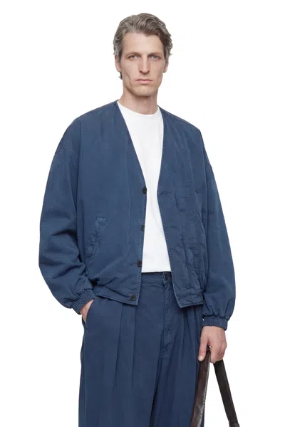 Hed Mayner V-neck Denim Jacket In Blue