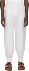 HED MAYNER WHITE & BEIGE STRIPED TROUSERS