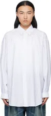 Hed Mayner Cotton Poplin Pinstriped Oversized Shirt In White
