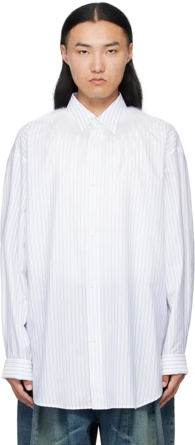 HED MAYNER WHITE & BLUE KIDASSIA COLLARED SHIRT