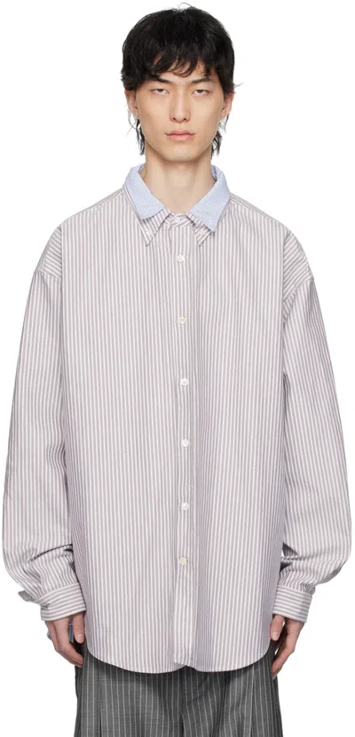 Hed Mayner White & Purple Layered Shirt In 109-natural
