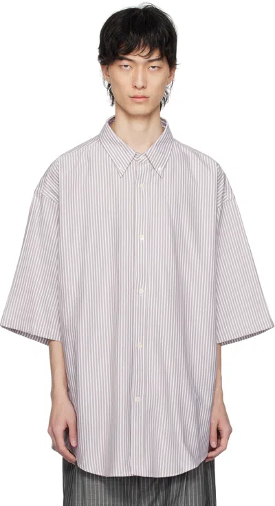 Hed Mayner White & Purple Striped Shirt In 109-natural