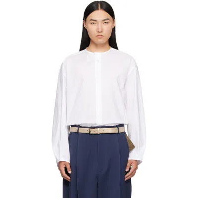 Hed Mayner White Band Collar Shirt In 100-white