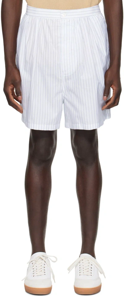 Hed Mayner White Striped Shorts In 104-natural