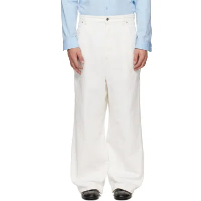 Hed Mayner White Textured Denim Jeans In 110-white