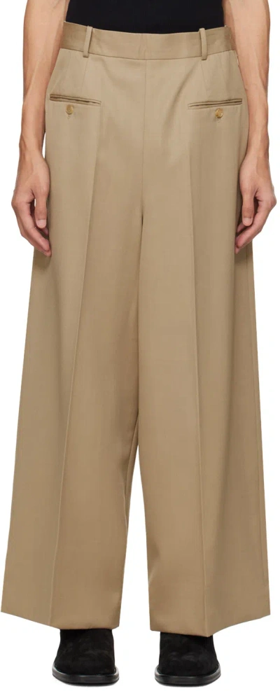 Hed Mayner Beige Creased Trousers In 260-medium Beige