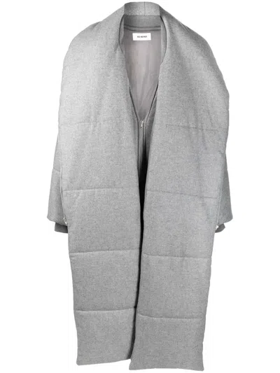 Hed Mayner Wool Long Padded Coat In Grey