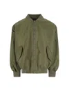 Hed Mayner Green Nylon Zip Jacket With Ribbed Details