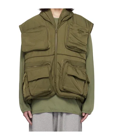 Hed Mayner V Neck Zip-pocket Gilet Vest In Green
