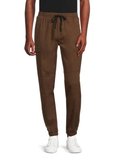 Hedge Men's High Rise Drawstring Joggers In Brown