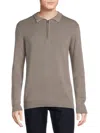 Hedge Men's Mens Quarter Zip Polo Sweater In Grey