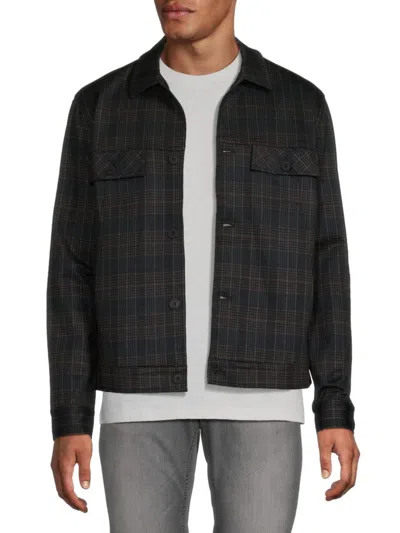 Hedge Men's Plaid Jacket In Copper