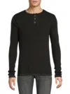 Hedge Men's Ribbed Long Sleeve Henley In Black Acid