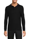 Hedge Men's Solid Knit Polo In Black