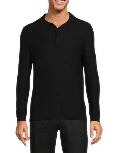 Hedge Men's Solid Knit Polo In Black