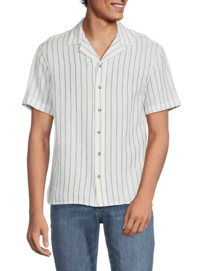 Hedge Men's Striped Camp Shirt In Ivory