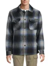 Hedge Men's Tartan Check Shirt Jacket In Navy