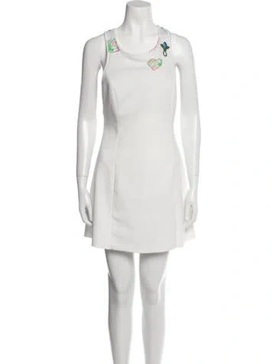Pre-owned Hedge Scoop Neck Mini Dress In White