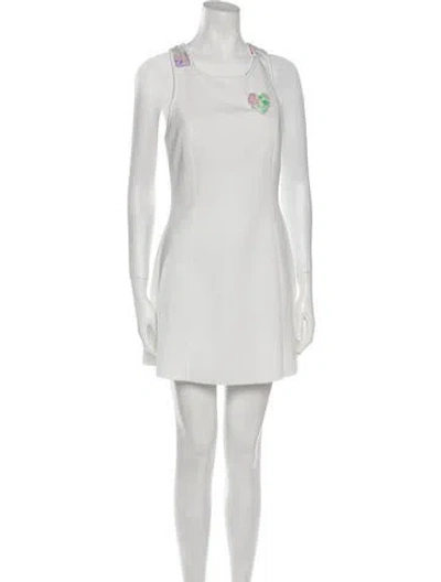 Pre-owned Hedge Scoop Neck Mini Dress In White