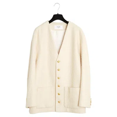 Pre-owned Hedi Slimane Celine 2022 Veste Ecru Fr38 Slimane Oversized Cashmere Jacket Uk10 Us8 Céline In Brown