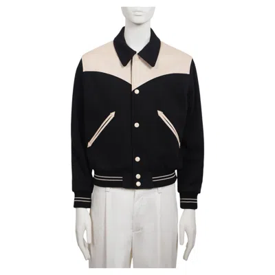 Pre-owned Hedi Slimane Celine By  F/w 2019 Western Varsity Jacket 48 In Gray