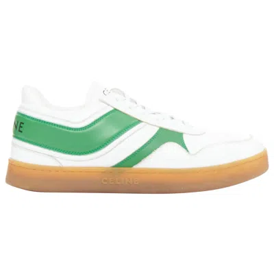 Pre-owned Hedi Slimane Celine Green Optic White Flash Green Leather Low Top Sneakers Eu37