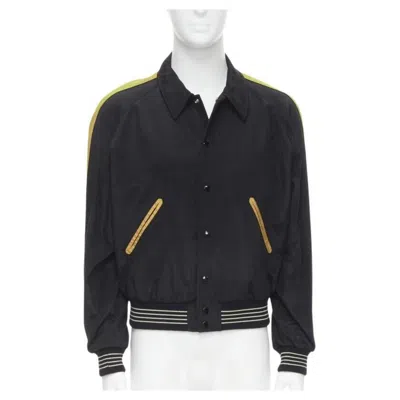 Pre-owned Hedi Slimane Celine  Christian Marclay 2019 Runway Klaak Teddy Bomber Eu50 L In Black