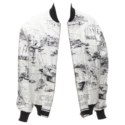 Pre-owned Hedi Slimane Celine  Runway Casaque White Silk Foulard Reversible Bomber Fr34
