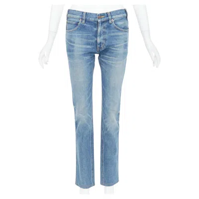 Pre-owned Hedi Slimane Celine M_sk_004 N120 640e 07uw Blue Washed Cotton Minimal Tab Pocketed Jeans 27"