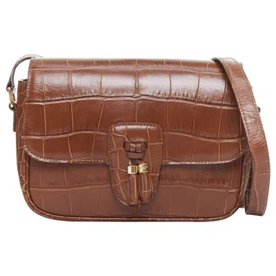 Pre-owned Hedi Slimane Celine Medium Tassel Brown Embossed Cow Hide Leather Fringed Crossbody Bag