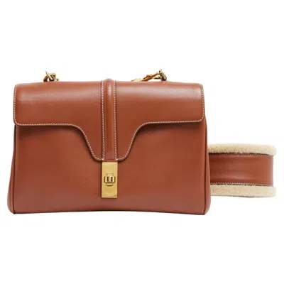 Pre-owned Hedi Slimane Celine Sac 16 Soft Teen Slimane Tan Soft Leather Shearling Strap Bag C�line In Brown