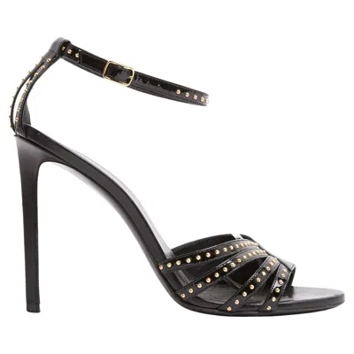 Pre-owned Hedi Slimane Celine Sandales Talons Eu40 Studded Black Leather Heels Pumps Uk6.5 Us9 Céline