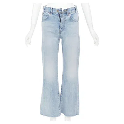 Pre-owned Hedi Slimane Celine W_fl_008 N424 789d 07vs Light Wash High Waist Wide Leg Cropped Jeans 25" In Blue