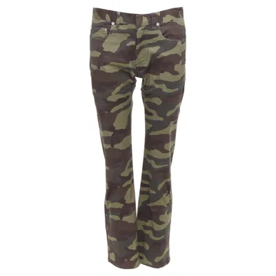 Pre-owned Hedi Slimane Dior Homme Green Army Camouflage Skinny Denim Cropped Jeans 30"