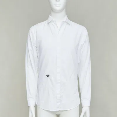 Pre-owned Hedi Slimane Dior Homme  White Cotton Black Bee Embroidery Shirt Eu39 M