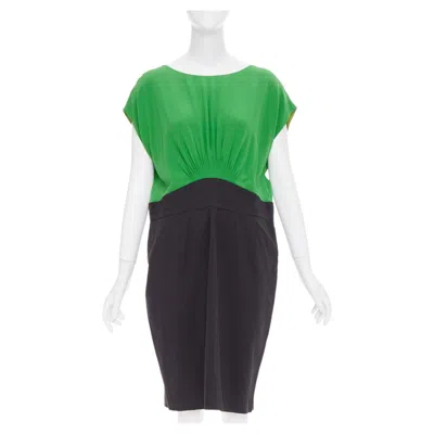 Pre-owned Hedi Slimane Saint Laurent 2012 Sheer Polkadot Neckline Crepe Sheath Dress Fr34 Xs In Black
