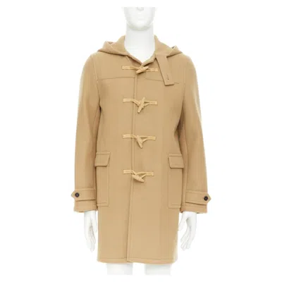 Pre-owned Hedi Slimane Saint Laurent 2013 Runway Camel Wool Wooden Toggle Button Hooded Duffle Coat In Brown