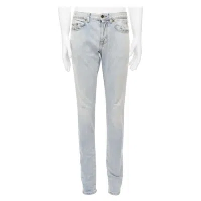 Pre-owned Hedi Slimane Saint Laurent D02 Black Smudge Paint Blue Distressed Washed Jeans 30"