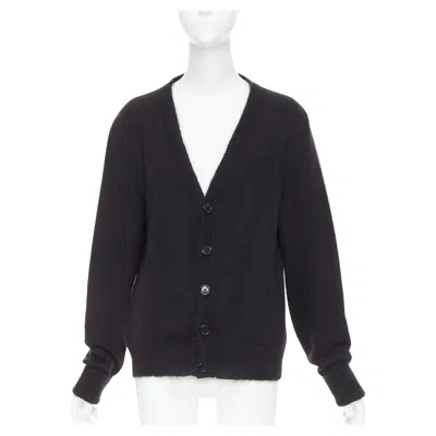 Pre-owned Hedi Slimane Saint Laurent  Black Mohair Blend Flamingo Intarsia Cardigan M