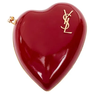Pre-owned Hedi Slimane Saint Laurent Love Box Red Patent Gold Tone Ysl Logo Heart Box Clutch Chain Bag