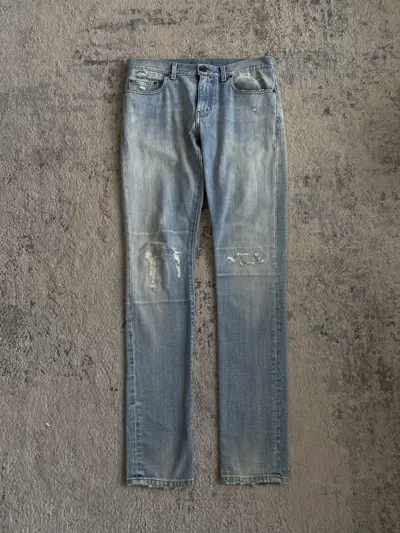 Pre-owned Hedi Slimane X Saint Laurent Paris - 2015 Knee Repair D02 Lightwash Jeans In Blue